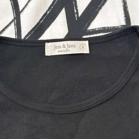 Lot of 2 - Jess & Jane Abstract Geometric 3/4 Sleeve Tops Black White Abstract S - Picture 11 of 15